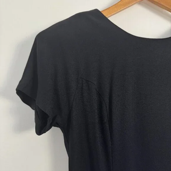 Vintage Black Back Bow Midi Cocktail Dress - Size XS/S - Picture 4 of 11